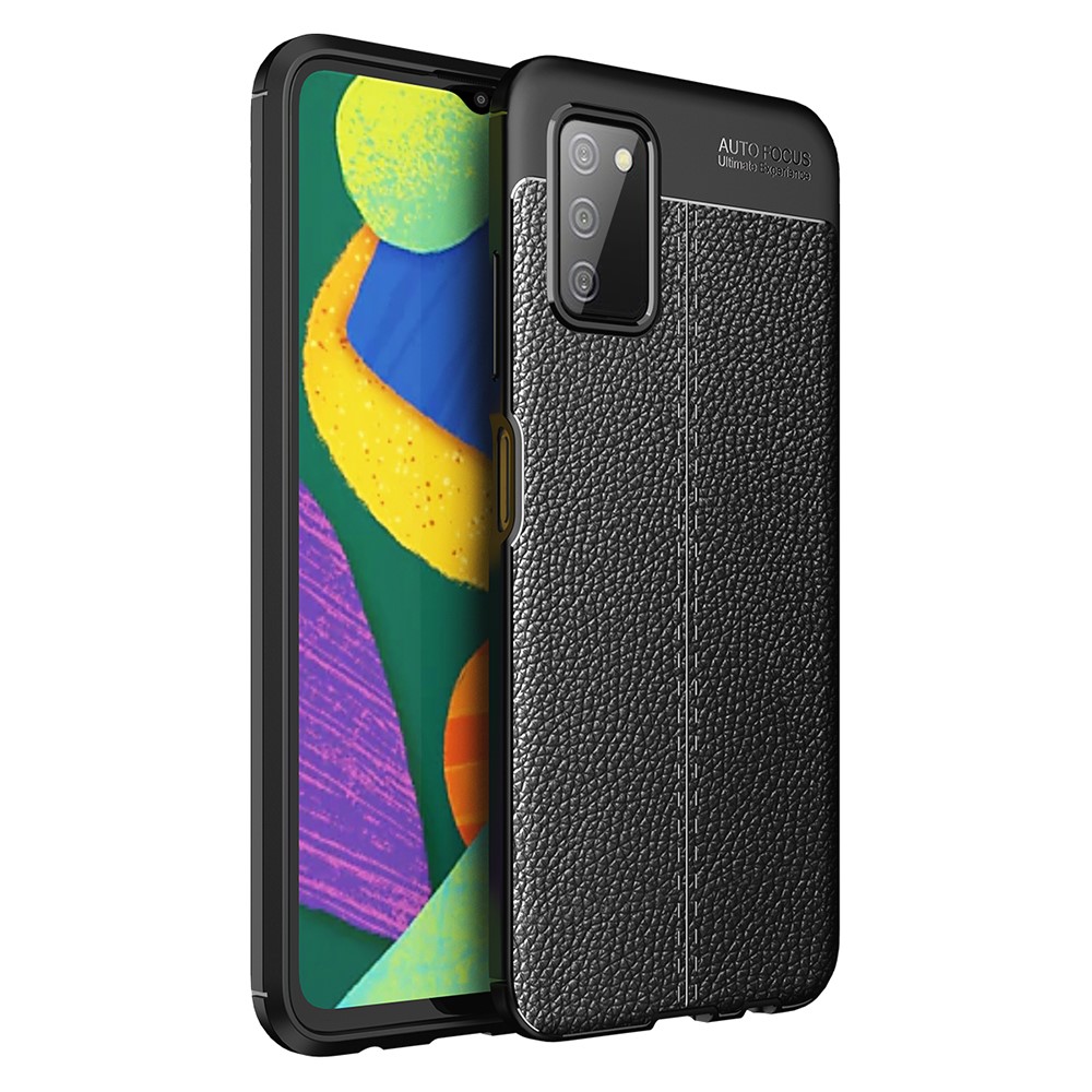 Litchi Texture Soft TPU Phone Back Case Protective Cover for Samsung Galaxy A03s (EU Version) - Black-1