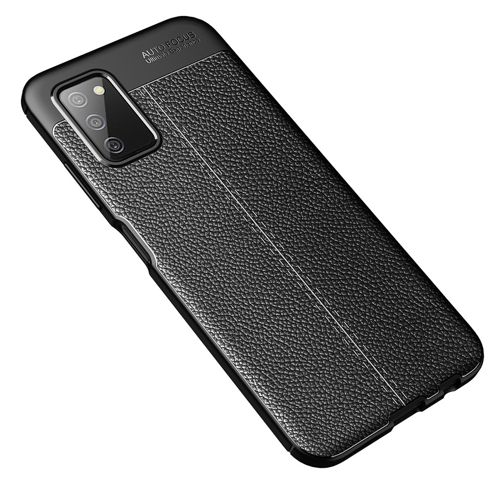 Litchi Texture Soft TPU Phone Back Case Protective Cover for Samsung Galaxy A03s (EU Version) - Black-2