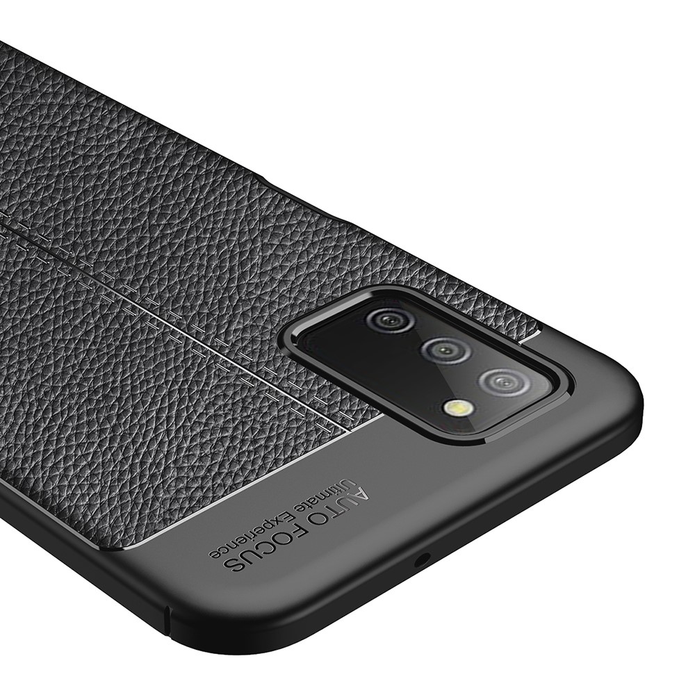 Litchi Texture Soft TPU Phone Back Case Protective Cover for Samsung Galaxy A03s (EU Version) - Black-5