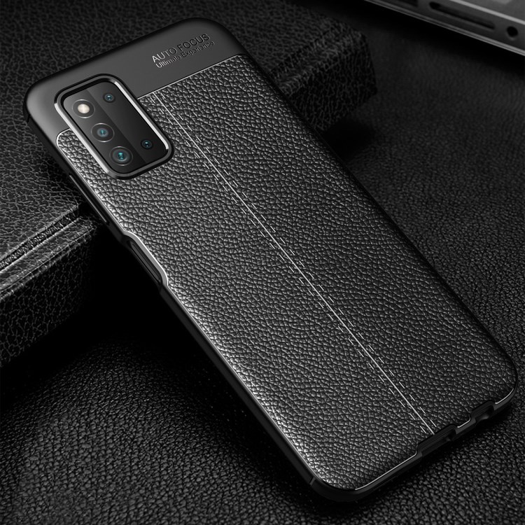Litchi Texture Soft TPU Phone Back Case Protective Cover for Samsung Galaxy A03s (EU Version) - Black-7