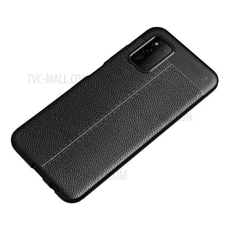 Litchi Texture Soft TPU Phone Back Case Protective Cover for Samsung Galaxy A03s (EU Version) - Black-8