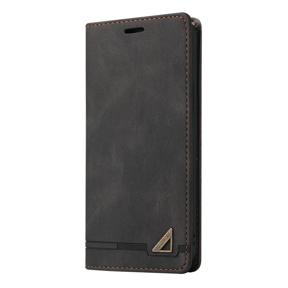 GQ.UTROBE Skin-touch Wallet Stand Leather Phone Case with Anti-theft Swiping Design for Samsung Galaxy A82 5G - Black-2