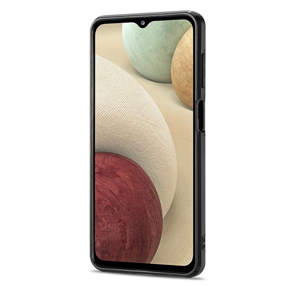 Card Slots Tri-color TPU + PU Leather Hybrid Phone Case Cover for Samsung Galaxy A12 - Black-3
