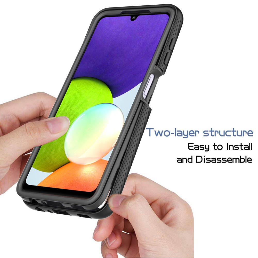 PC + TPU + Acrylic Hybrid Case Protective Phone Cover for Samsung Galaxy A22 4G (EU Version) - Black-2