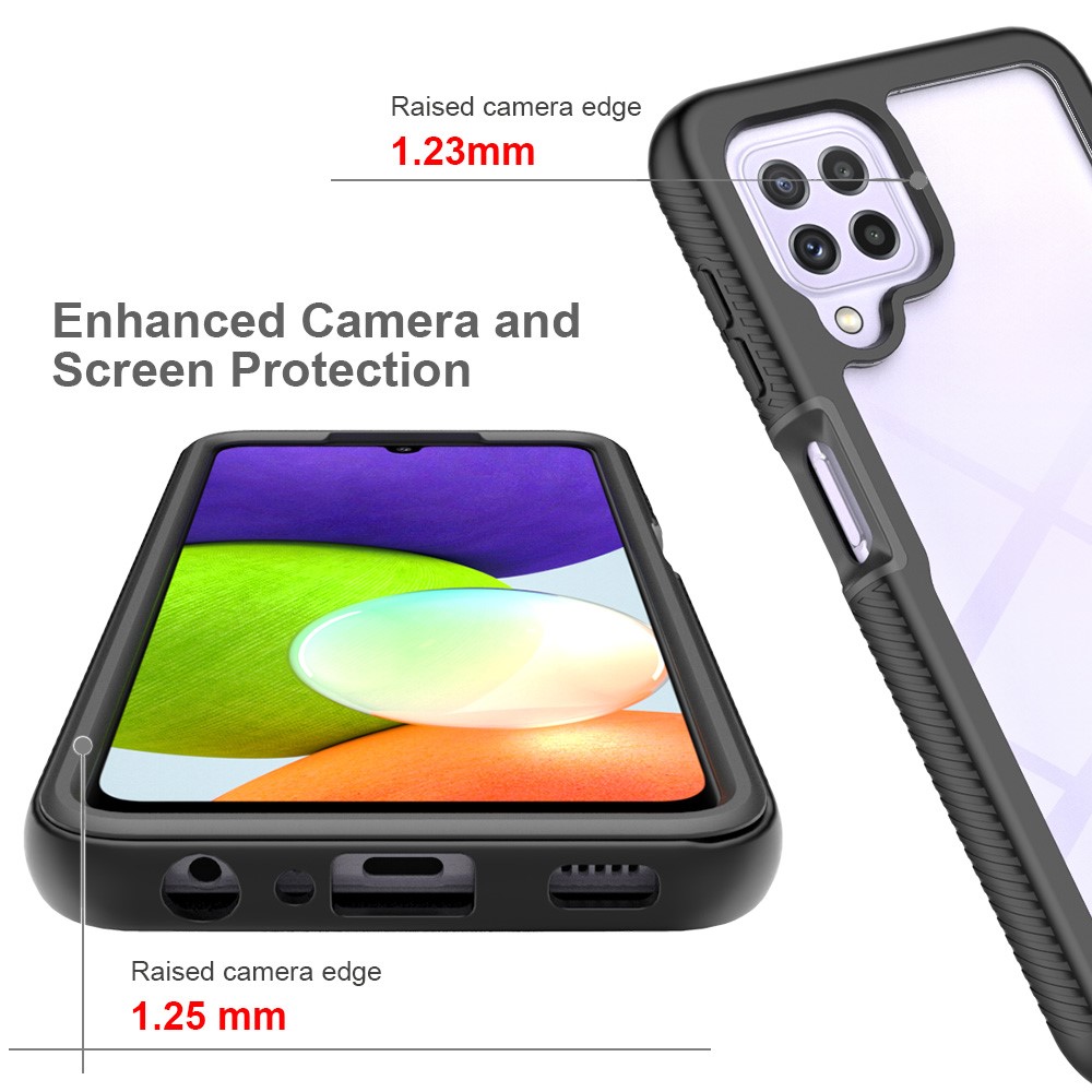 PC + TPU + Acrylic Hybrid Case Protective Phone Cover for Samsung Galaxy A22 4G (EU Version) - Black-4