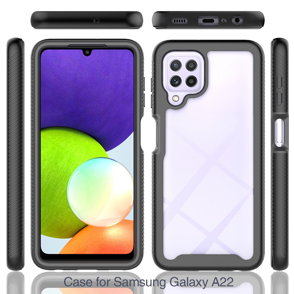 PC + TPU + Acrylic Hybrid Case Protective Phone Cover for Samsung Galaxy A22 4G (EU Version) - Black-6