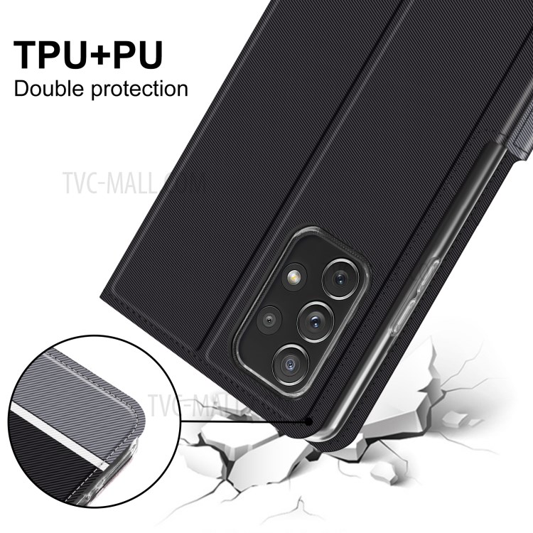 BaiYu Series Fashion Leather Cell Phone Casing with Card Slots for Samsung Galaxy A52 4G/5G - Black-9