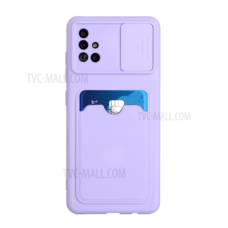 Shockproof Soft TPU Camera Protect Phone Cover Case with Card Slot for Samsung Galaxy A51 4G SM-A515 - Purple-2