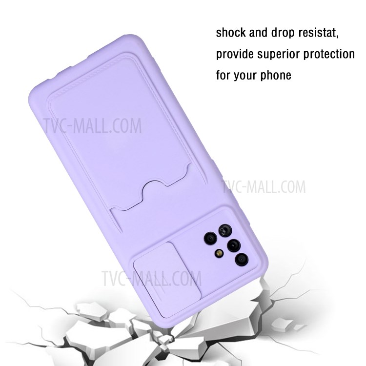 Shockproof Soft TPU Camera Protect Phone Cover Case with Card Slot for Samsung Galaxy A51 4G SM-A515 - Purple-3