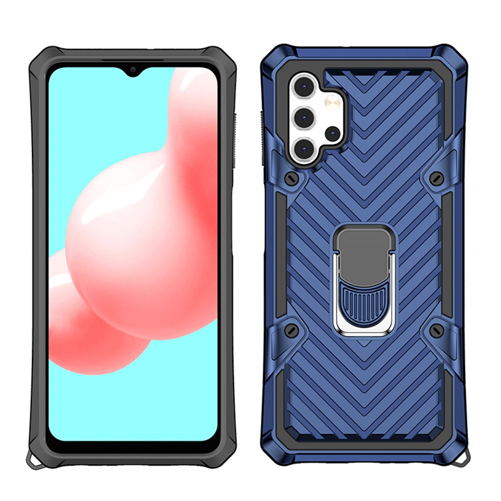 Rotary Ring Holder Kickstand PC + TPU + Metal Hybrid Phone Case Protector for Samsung Galaxy A32 5G - Blue-6