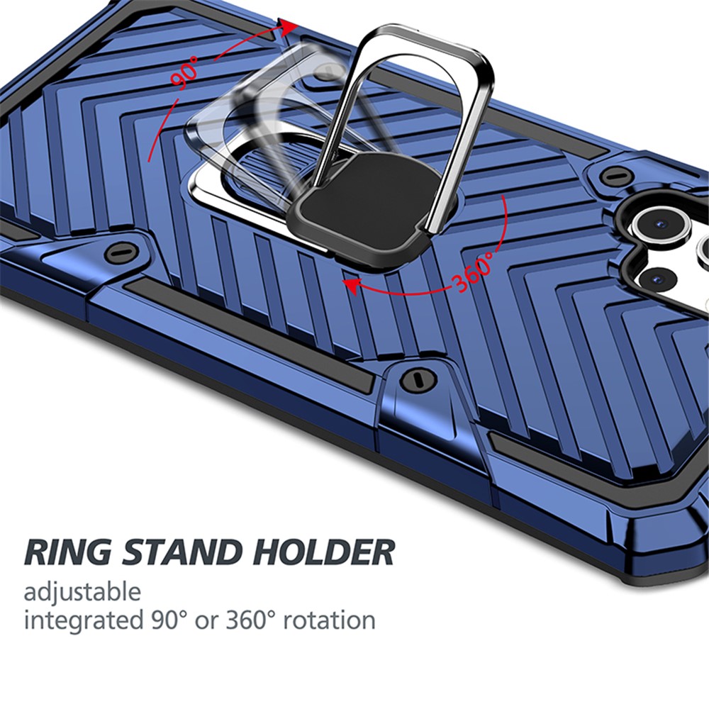 Rotary Ring Holder Kickstand PC + TPU + Metal Hybrid Phone Case Protector for Samsung Galaxy A32 5G - Blue-7