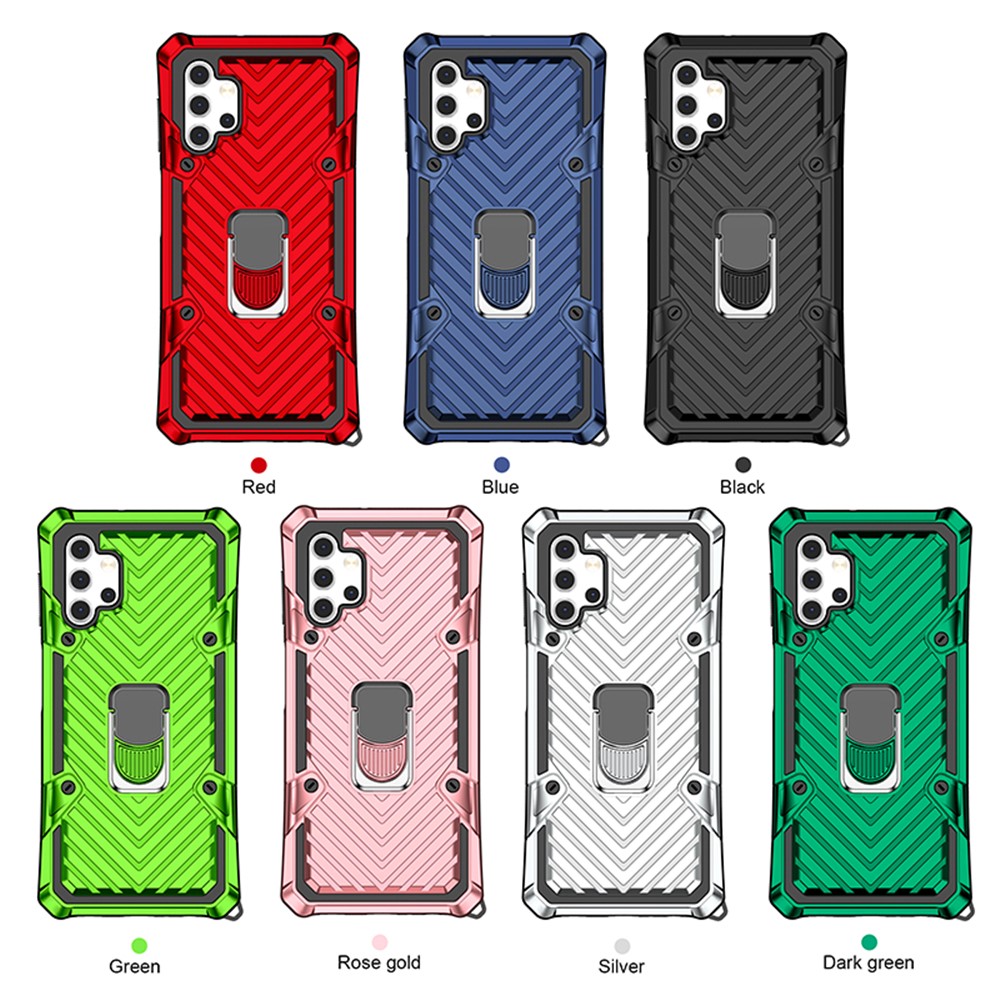 Rotary Ring Holder Kickstand PC + TPU + Metal Hybrid Phone Case Protector for Samsung Galaxy A32 5G - Blue-8
