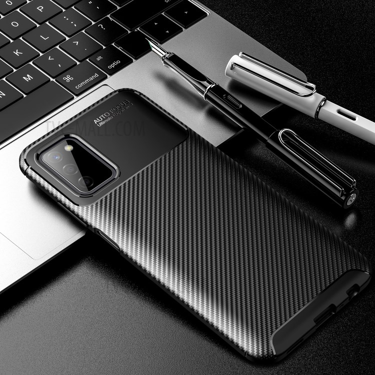 Carbon Fiber Texture Anti-Fall TPU Phone Case Protector Cover for Samsung Galaxy A03s (EU Version) - Black-7