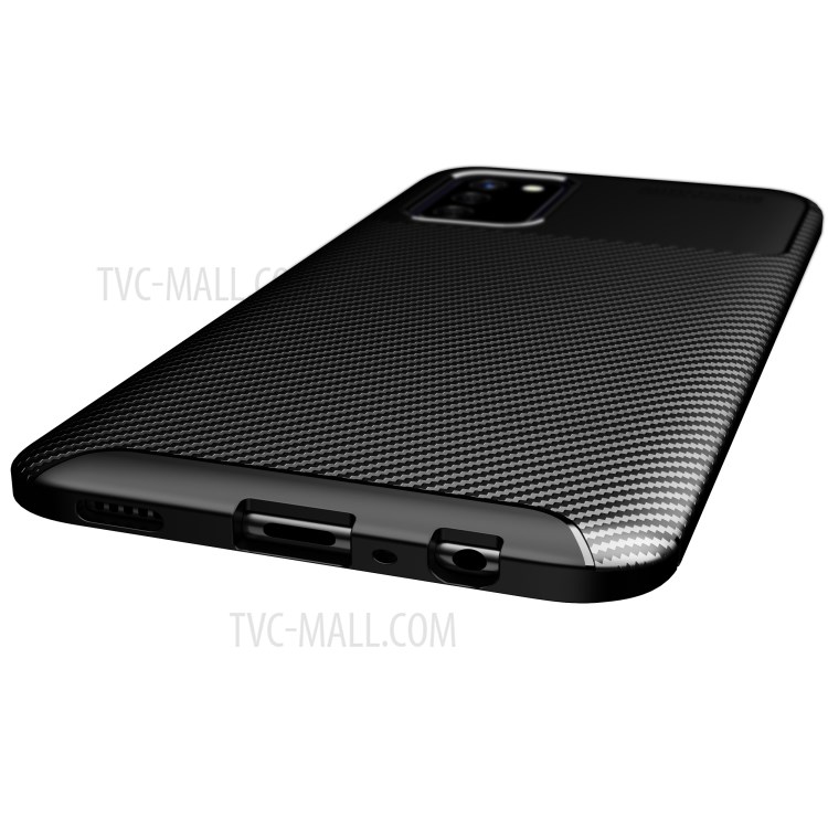 Textura De Fibra De Carbono Anti-outono TPU Case Protetor Capa Para Samsung Galaxy A03S (164,2 X 75,9 X 9.1mm) - Preto