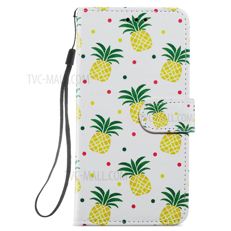Pattern Printing Wallet Design Leather Phone Case Stand Cover for Samsung Galaxy A02 (EU Version)/M02 - Pineapple-2