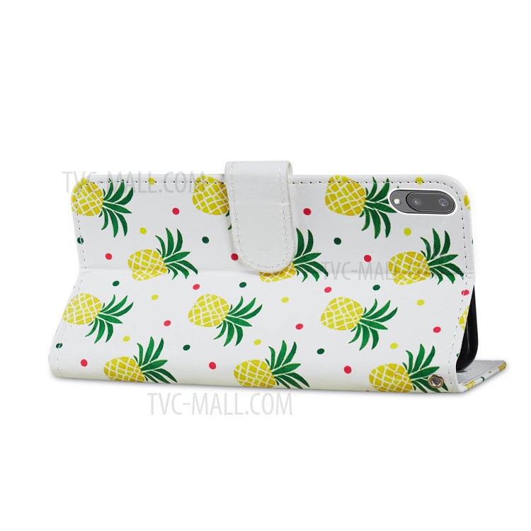 Pattern Printing Wallet Design Leather Phone Case Stand Cover for Samsung Galaxy A02 (EU Version)/M02 - Pineapple-4