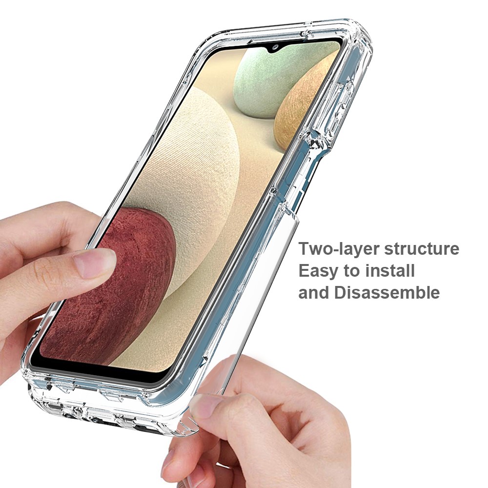 Clear Design Transparent Slim Hard PC Back Soft TPU Bumper Hybrid Protective Phone Cover for Samsung Galaxy A12-4