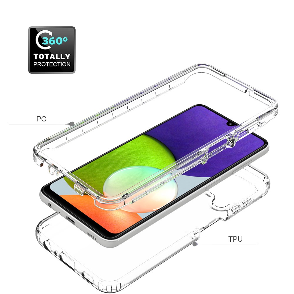Dual Layers Transparent Drop Proof Protective with TPU Bumper and Rugged PC Cover for Samsung Galaxy A22 4G (EU Version)-4