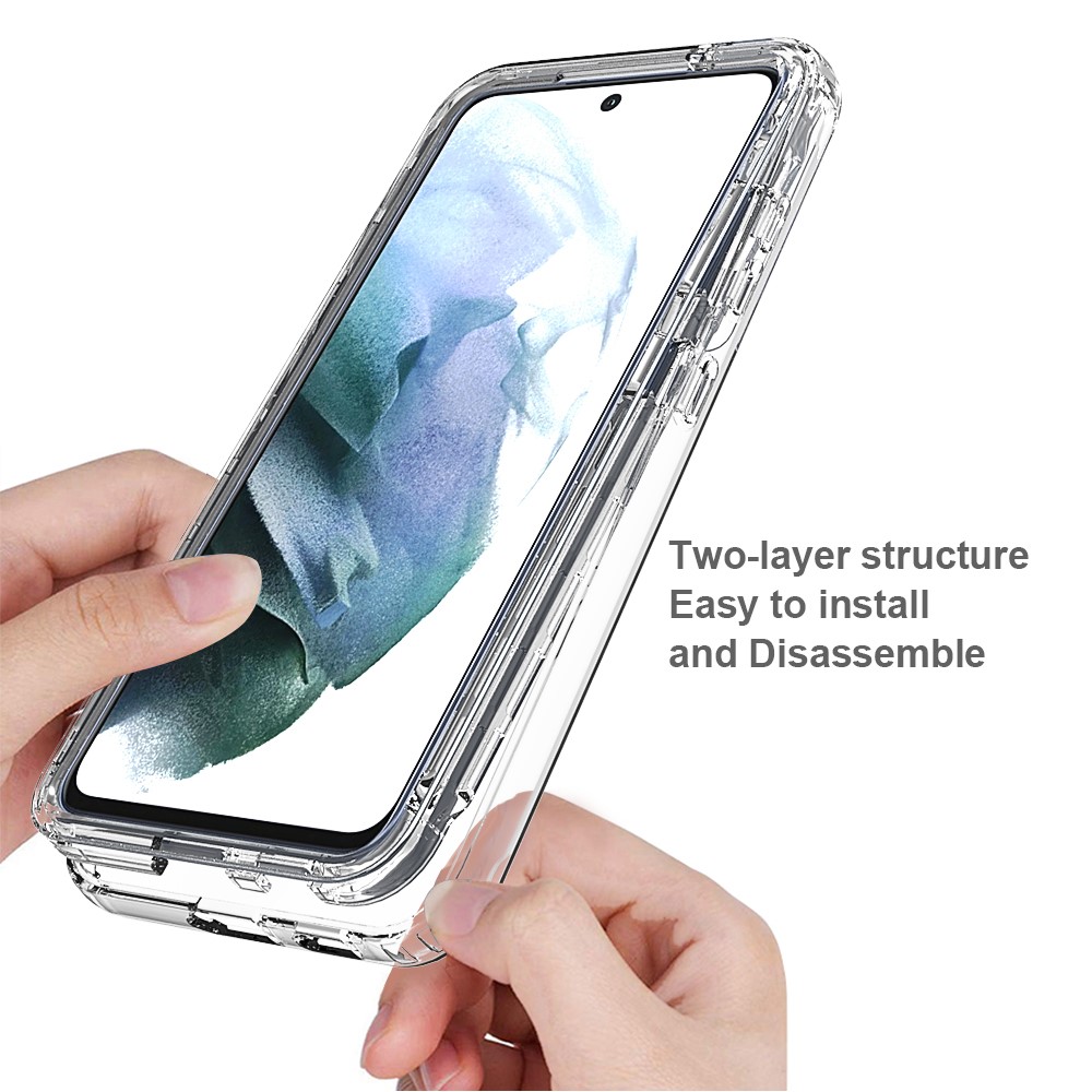Soft Clear TPU Bumper with Hard PC Back Shock Resistant Anti-Scratch Protective Transparent Case for Samsung Galaxy S21 FE-3