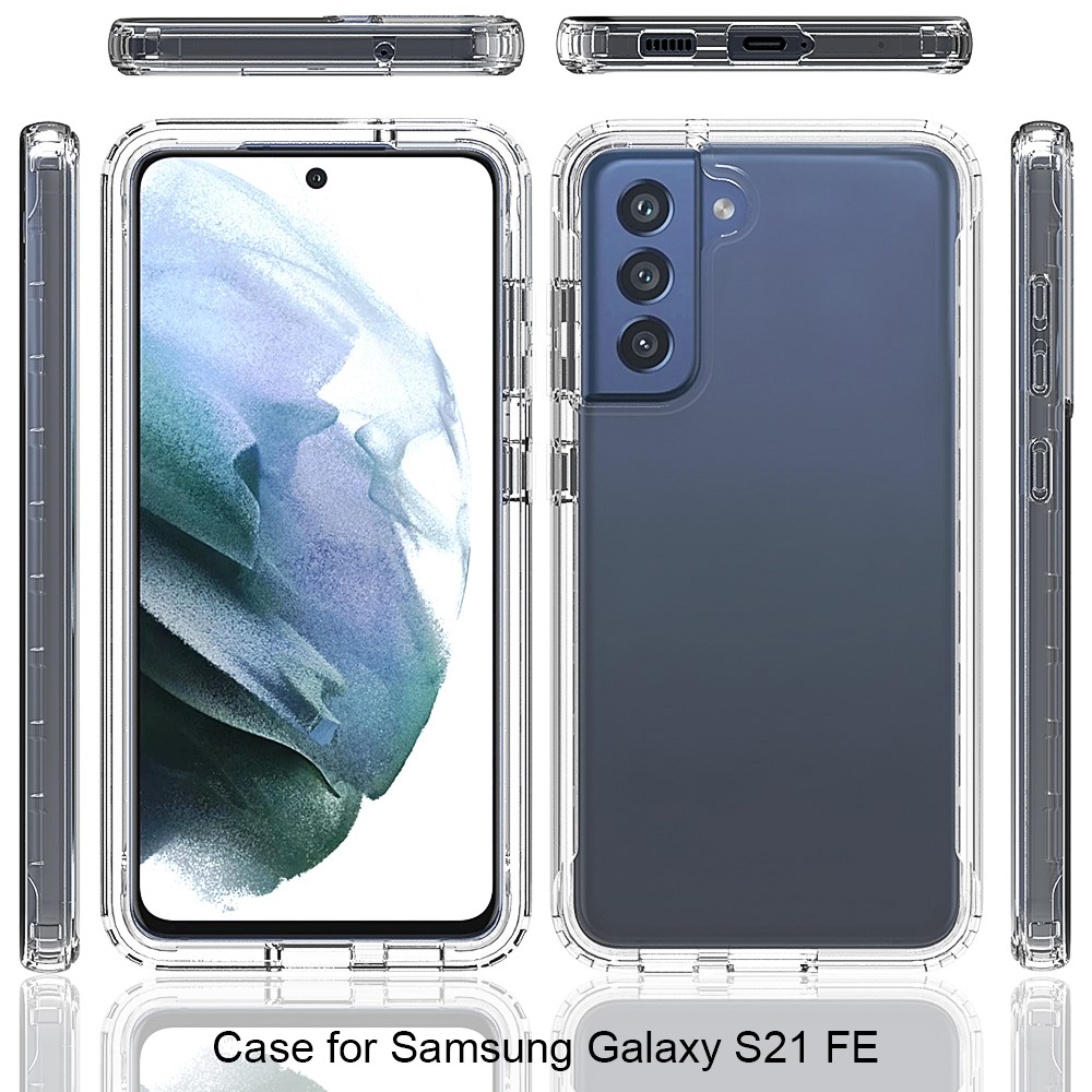 Soft Clear TPU Bumper with Hard PC Back Shock Resistant Anti-Scratch Protective Transparent Case for Samsung Galaxy S21 FE-6