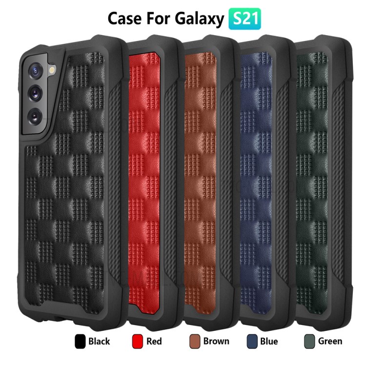 Phantom Series Shock Resistant Leather Coated TPU+PC Hybrid Phone Case Protective Case for Samsung Galaxy S21 5G - Black-10