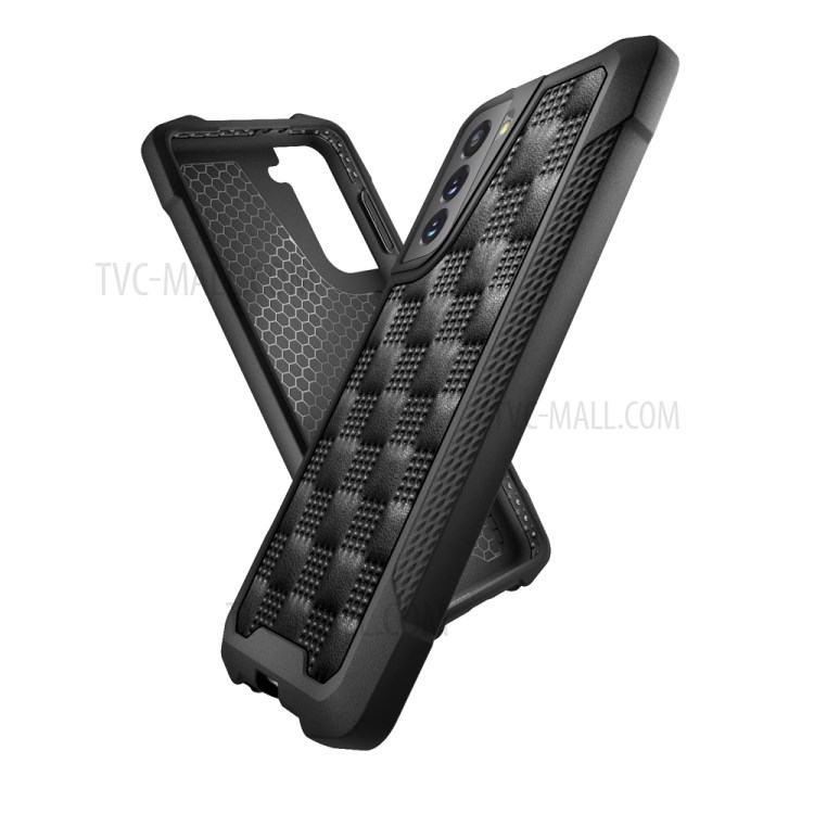 Phantom Series Shock Resistant Leather Coated TPU+PC Hybrid Phone Case Protective Case for Samsung Galaxy S21 5G - Black-7