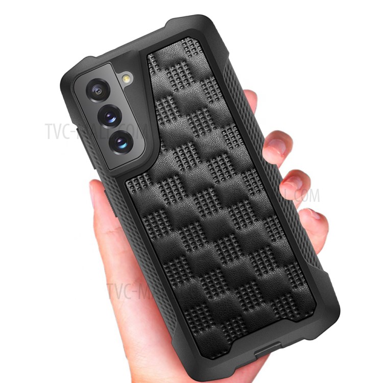 Phantom Series Shock Resistant Leather Coated TPU+PC Hybrid Phone Case Protective Case for Samsung Galaxy S21 5G - Black-8