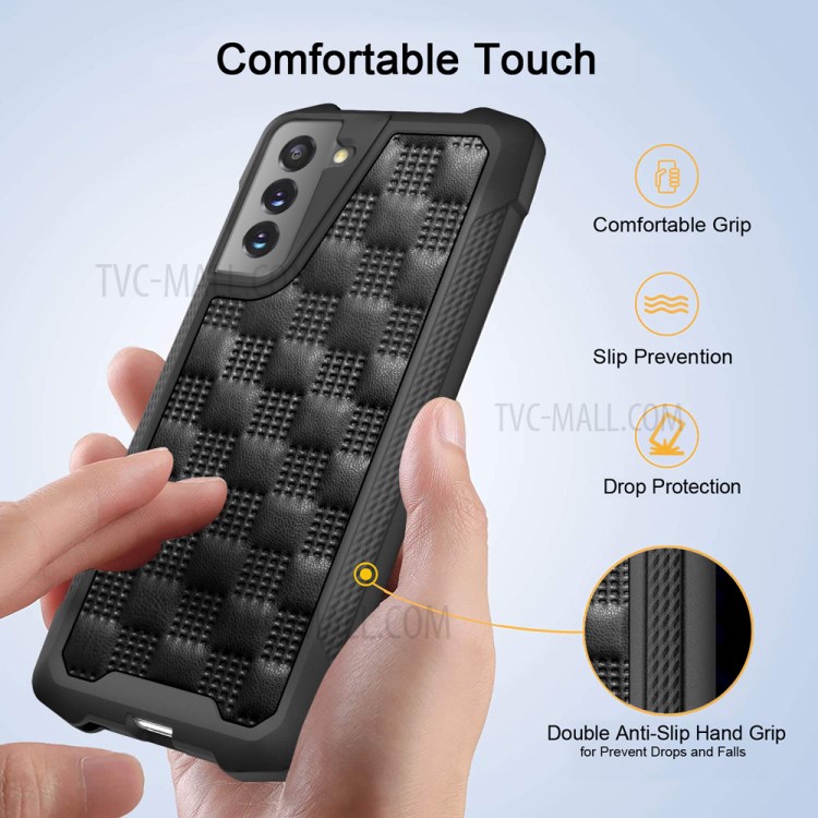 Phantom Series Drop-proof PU Leather + TPU+PC Hybrid Cell Phone Case Shell for Samsung Galaxy S21+ 5G - Black-2