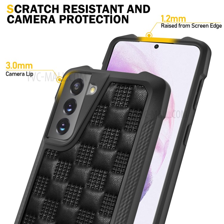 Phantom Series Drop-proof PU Leather + TPU+PC Hybrid Cell Phone Case Shell for Samsung Galaxy S21+ 5G - Black-5