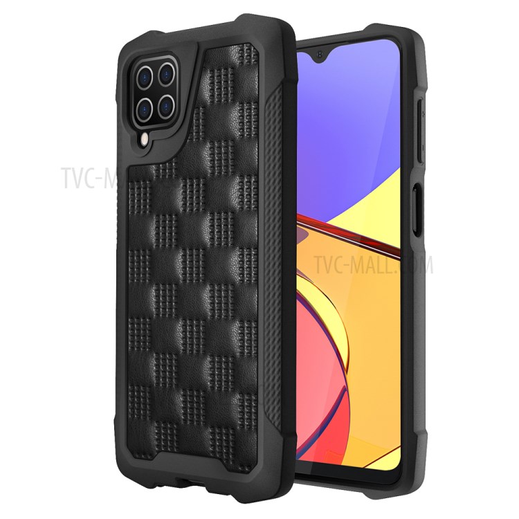 Phantom Series Shockproof Leather Coated TPU+PC Mobile Phone Case Cover for Samsung Galaxy A12 - Black-1
