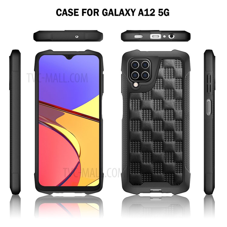 Phantom Series Shockproof Leather Coated TPU+PC Mobile Phone Case Cover for Samsung Galaxy A12 - Black-10