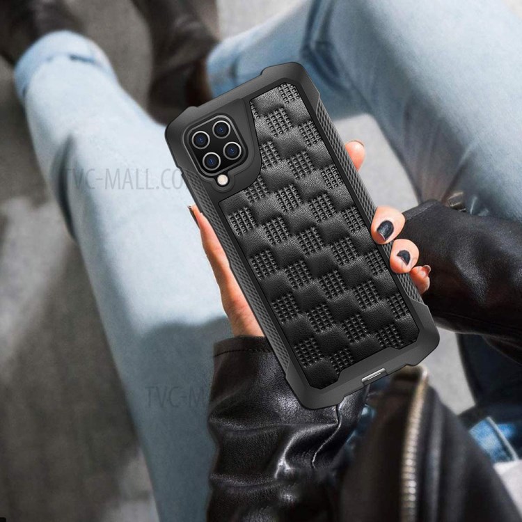 Phantom Series Shockproof Leather Coated TPU+PC Mobile Phone Case Cover for Samsung Galaxy A12 - Black-11