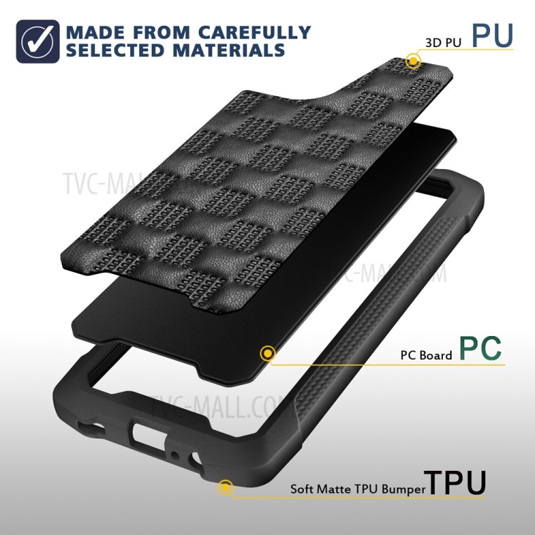 Phantom Series Shockproof Leather Coated TPU+PC Mobile Phone Case Cover for Samsung Galaxy A12 - Black-4