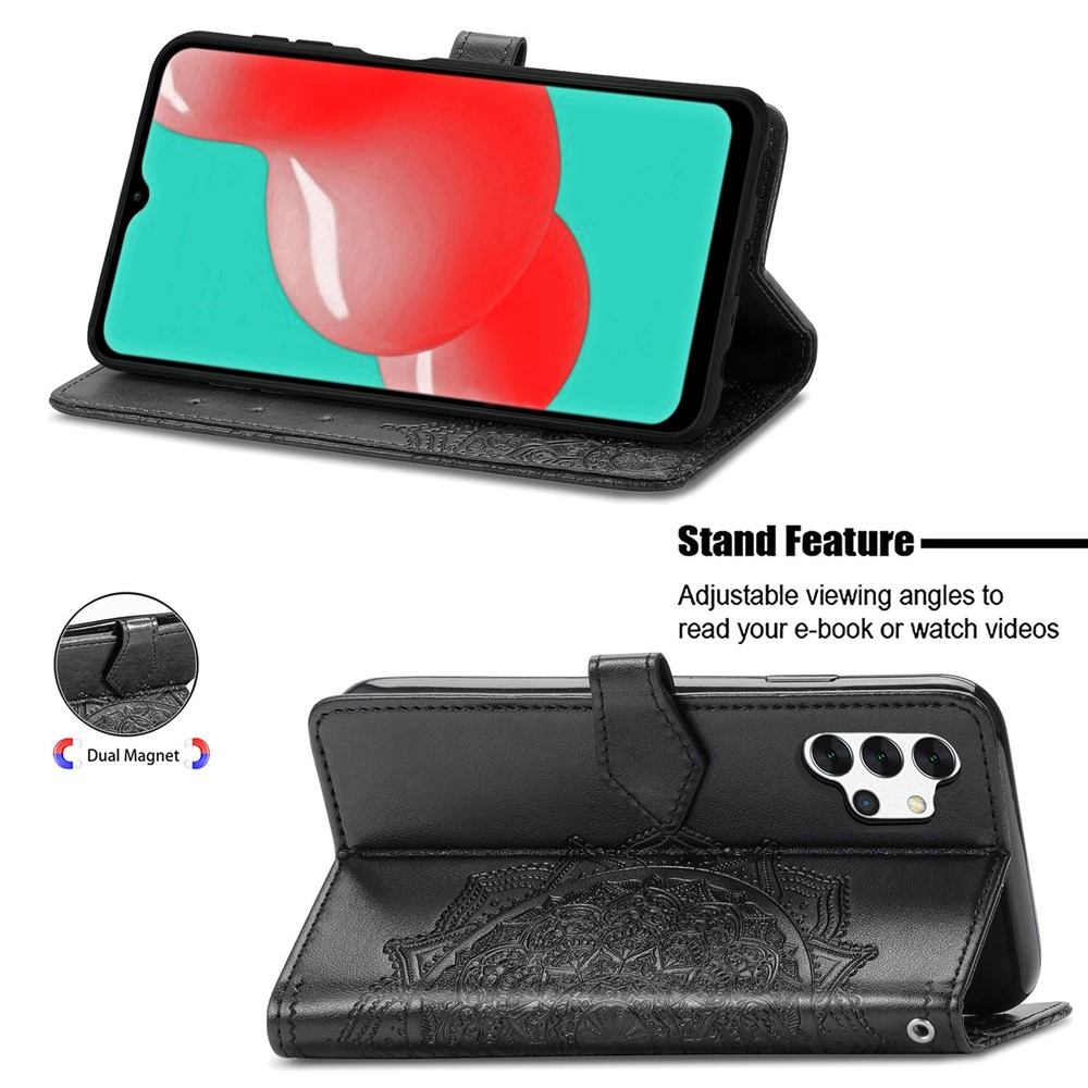 Big Butterfly Imprinting Full Protection Leather Wallet Stand Design Mobile Phone Shell for Samsung Galaxy A32 4G (EU Version) - Black-2