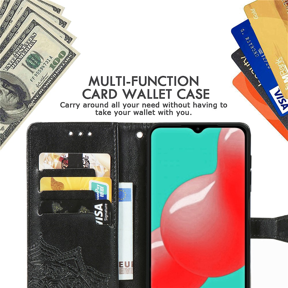 Big Butterfly Imprinting Full Protection Leather Wallet Stand Design Mobile Phone Shell for Samsung Galaxy A32 4G (EU Version) - Black-8