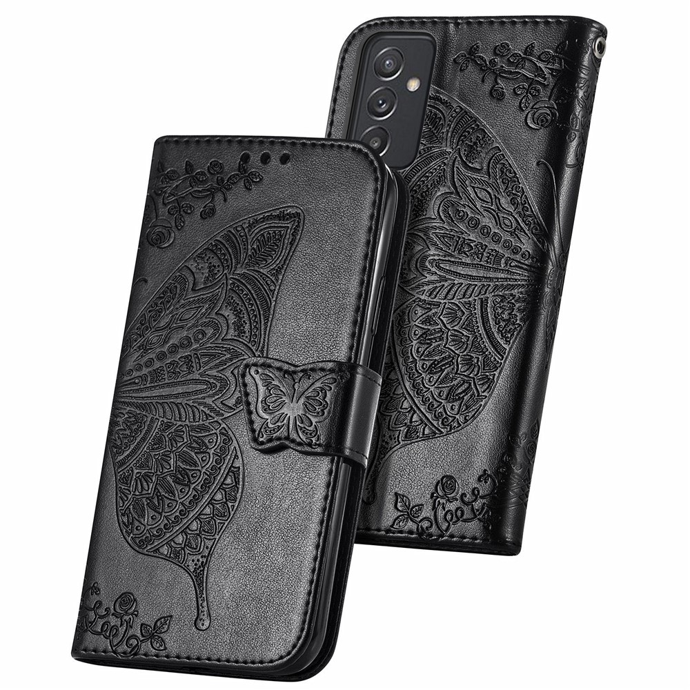 Imprint Butterfly Pattern Leather Stand Magnetic Closure Folio Flip Protective Case for Samsung Galaxy A82 5G - Black-10