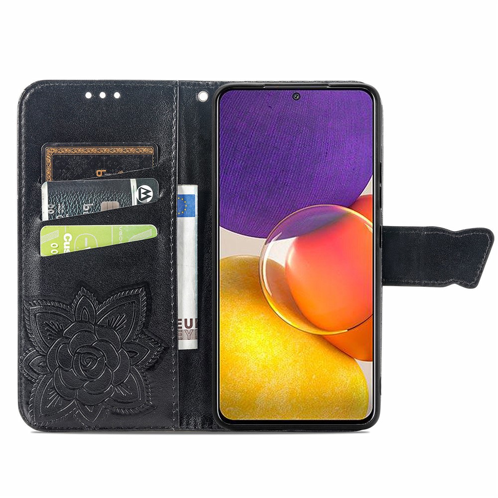 Imprint Butterfly Pattern Leather Stand Magnetic Closure Folio Flip Protective Case for Samsung Galaxy A82 5G - Black-11