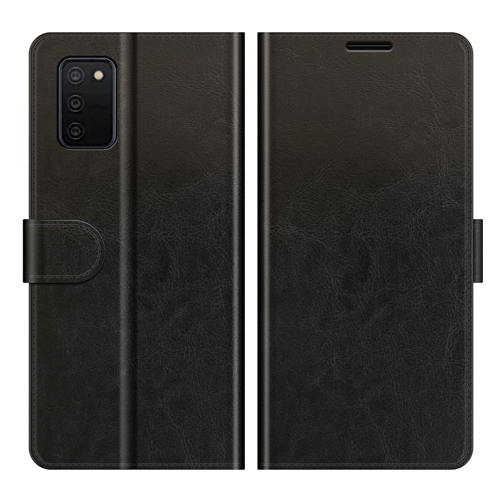 Crazy Horse Texture Horizontal Folio Bookstyle Flip PU Leather Case for Samsung Galaxy A03s - Black-1