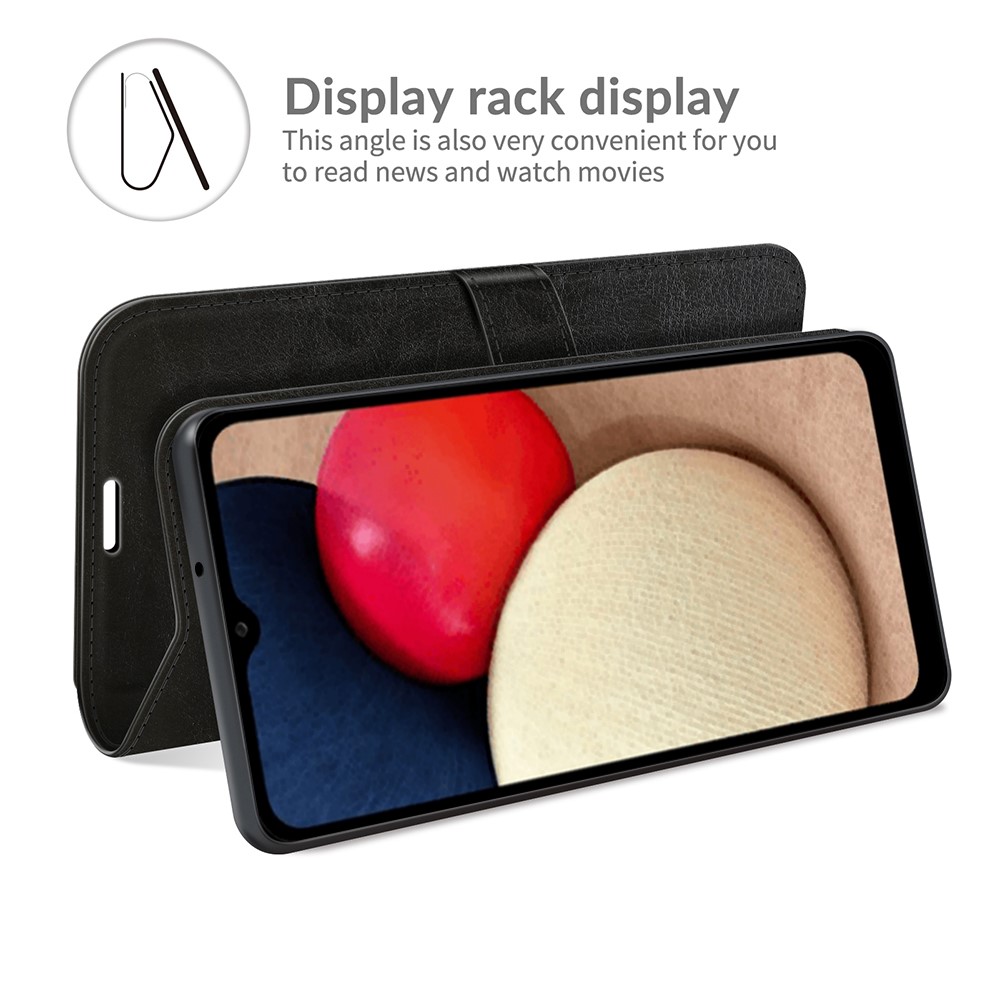 Crazy Horse Texture Horizontal Folio Bookstyle Flip PU Leather Case for Samsung Galaxy A03s - Black-5