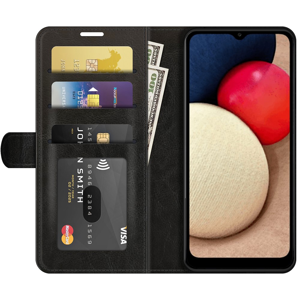 Crazy Horse Texture Horizontal Folio Bookstyle Flip PU Leather Case for Samsung Galaxy A03s - Black-7