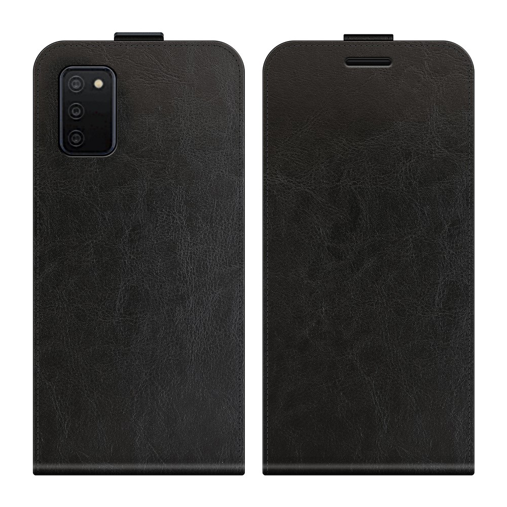 Crazy Horse Vertical Flip Leather Card Slot Case for Samsung Galaxy A03s Phone Cover - Black-7