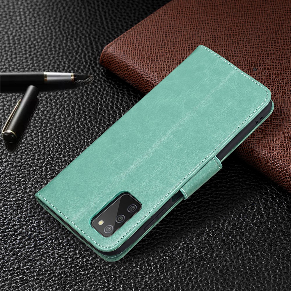 Imprint Butterfly Flower PU Leather Magnetic Flip Folio Wallet Case with Wrist Strap for Samsung Galaxy A03s - Green-7
