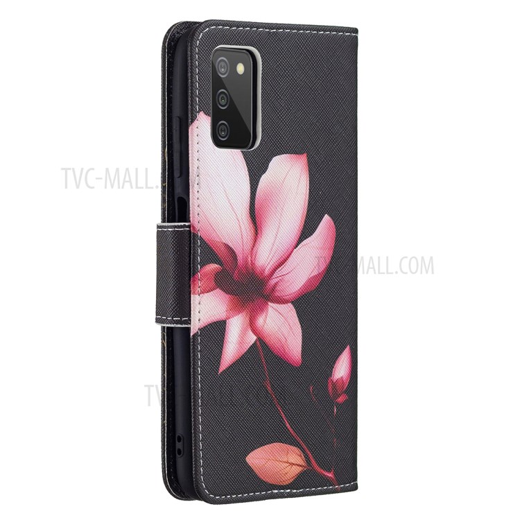 Pattern Printing Wallet Leather Shockproof Protective Magnetic Flip Cover for Samsung Galaxy A03s - Lotus-3