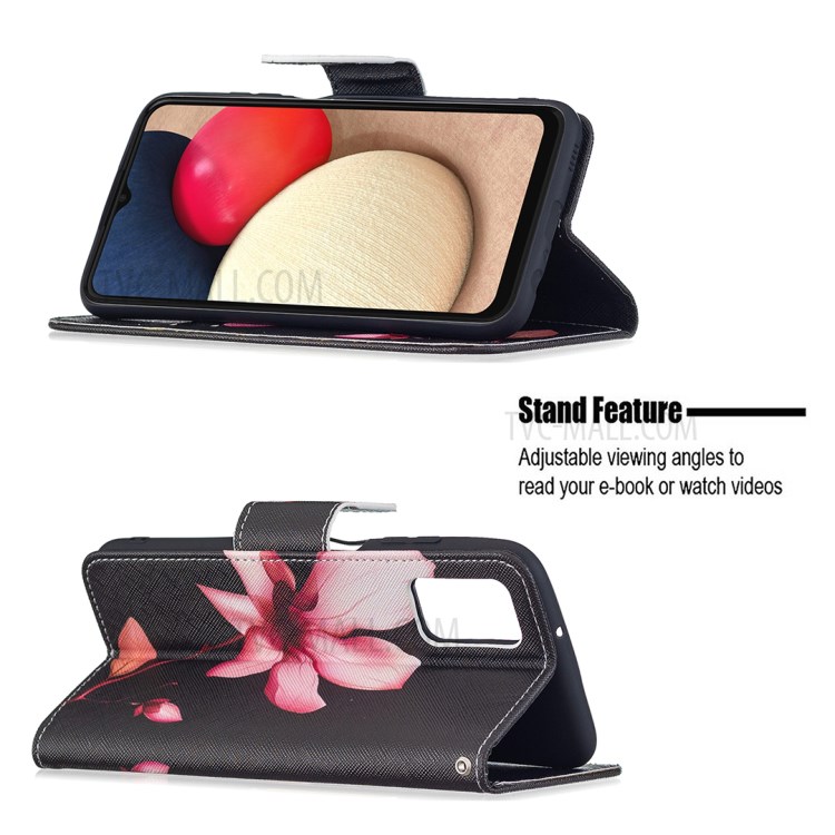 Pattern Printing Wallet Leather Shockproof Protective Magnetic Flip Cover for Samsung Galaxy A03s - Lotus-4
