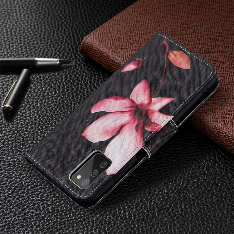Pattern Printing Wallet Leather Shockproof Protective Magnetic Flip Cover for Samsung Galaxy A03s - Lotus-7