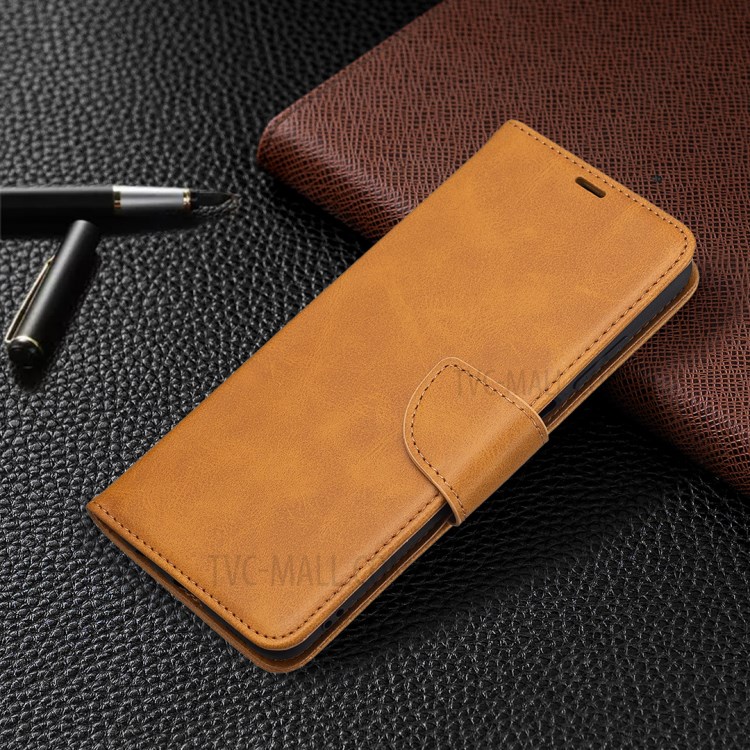 Pure Color Leather Wallet Case with Stand Design for Samsung Galaxy A03s - Yellow-6