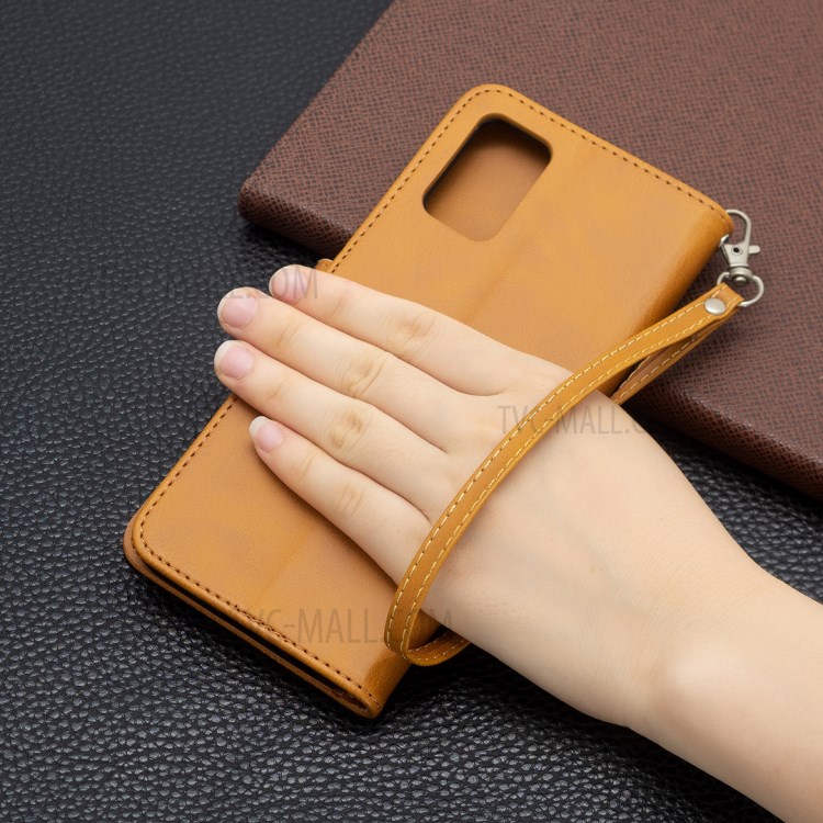Pure Color Leather Wallet Case with Stand Design for Samsung Galaxy A03s - Yellow-8