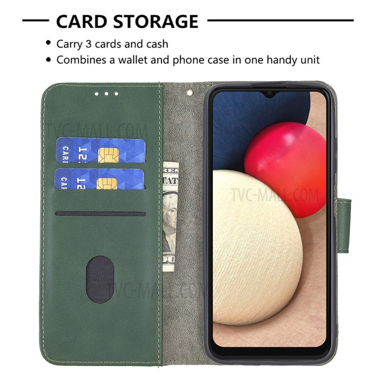 BF04 Splicing Crocodile Texture Wallet Stand Leather Case for Samsung Galaxy A03s Cover - Green-5