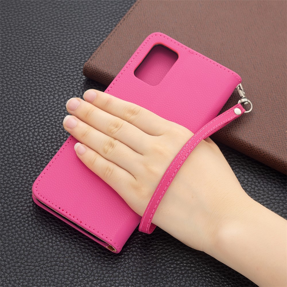 Leather Cover Litchi Texture Phone Case with Wallet Stand Design for Samsung Galaxy A03s - Rose-8