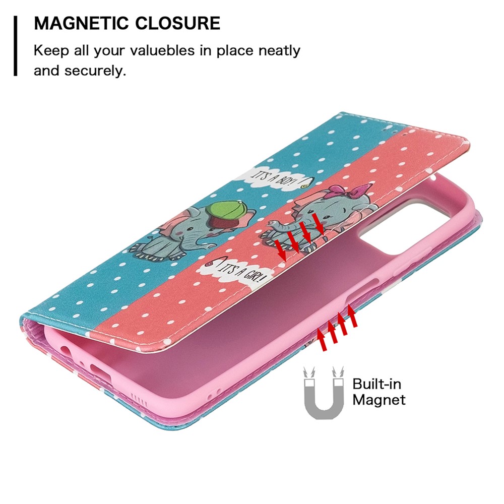 3D Creative Pattern Printing Design Flip Auto-absorbed Leather Wallet Phone Case for Samsung Galaxy A03s - Elephants-5